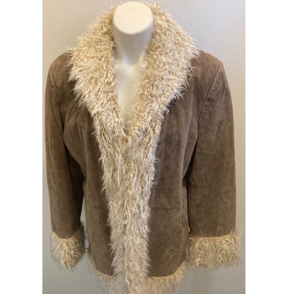 Penny lane style shearling leather suede coat